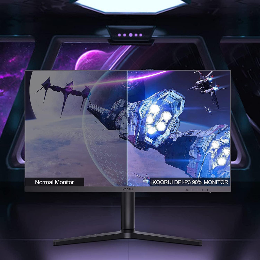 FHD 27 Inch Monitor, Fast IPS Screen (1920 * 1080P, 165HZ 1Ms, DCI-P3 90%, DP 1.2+HDM I.4+Type-C Autdio, 300Cd/㎡), Rotating Stand, Narrow Bezel on Three Sides, Black Blue